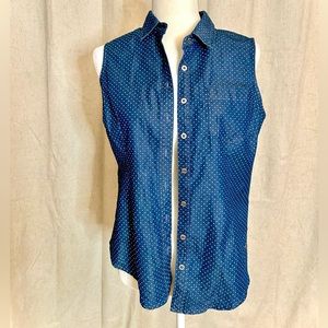 Vintage Guess Sleeveless Denim Shirt Chest Pockets Y2k Small cowgirl